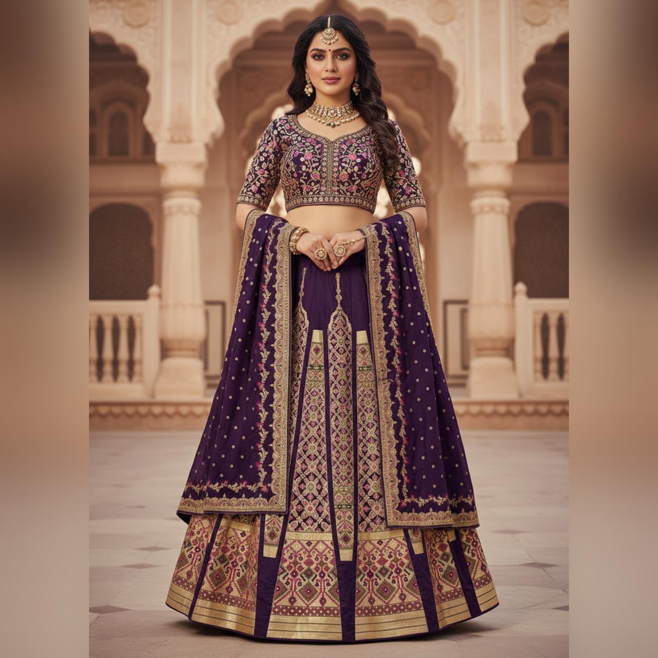 Banarasi Bridal Katan Silk Lehenga for Women | Pure Handwoven Banarasi Silk Lehenga Choli with Zari & Meenakari Work | Traditional Wedding 